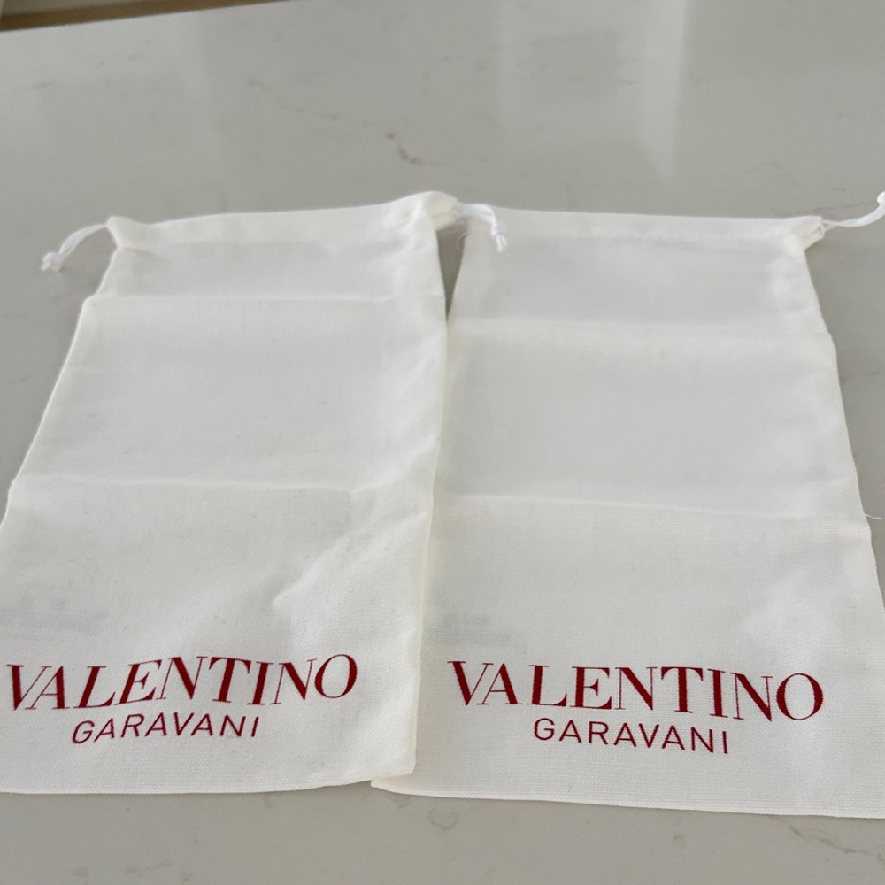 Valentino Garavani White Dust Bags for shoes with Red Logo